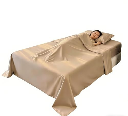 EASY SPEED Juego de Sabanas 3 Piezas 90x190cm,Poliéster Sábana Bajera,Sábana Plana y 1 Fundas de Almohada 50x75,Suave,Respirable,para Dormitorio(Cama 90, Beige)