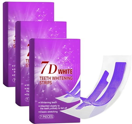 Strisce Sbiancanti per Denti 7D, Strisce Sbiancanti Denti Viola, Rimuove Macchie Di Illumina Il Sorriso, Formula Delicata per Denti Non Sensibili (3pcs)