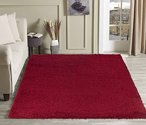 Serdim Rugs Living Room Shaggy Area Rugs, Polypropylene, RED, 200x290cm(6'7x9'6)