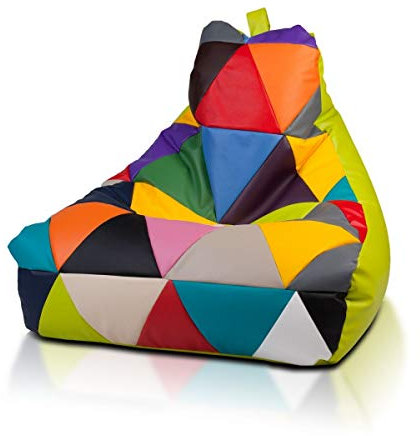 Ecopuf - Keiko Patchwork Pouf Sessel Outdoor - Sitzsack Styroporkugeln - Wasserfester Stoffsack - Entspannungssessel - Wohnungseinrichtung - Sessel Größe M - 100x80x85cm, Apfelgrün E16