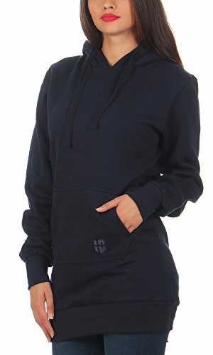 Gennadi Hoppe Dam Hoodie, mjuk varm & mysig huvtröja med huva, Mörkblå, S