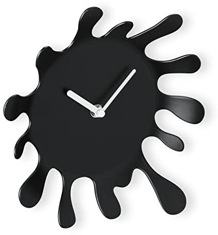 Relaxdays Wanduhr Farbklecks, HxB: 25 x 22,5 cm, batteriebetrieben, ohne Zahlen, analog, Moderne Wohnzimmeruhr, schwarz