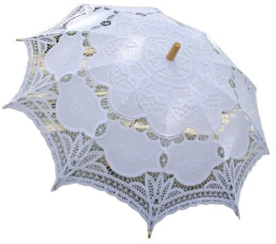 Aublinto Vintage Deko Spitze Sonnenschirm Braut Sonnenschirm Sonnenschutz-Regenschirm Party Stockschirm Fotografie Stockschirm Hochzeits Schirm Damen Blumenschirm Vintage Stockschirm