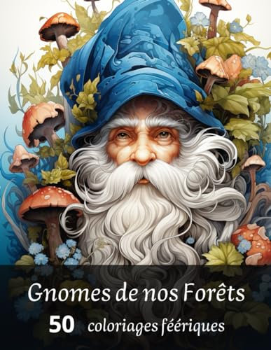 Gnomes de nos Forêts: 50 coloriages Artistiques, Grand format, pages de verso en Noir, pour Tous !