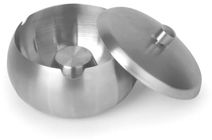 JSVER Aschenbecher mit Deckel für Draußen,Winddichter Aschenbecher aus Edelstahl Windaschenbecher mit Deckel Sturmaschenbecher tragbar(Silber)