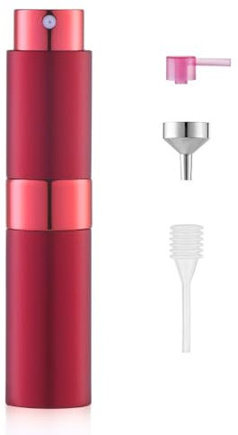 Toureal 8ml Travel Perfume Atomiser Refillable - Mini Aftershave Spray Bottle - Small Glass Fragrance Atomizer for Women - Portable Empty Cologne Refill Pump Dispenser for Men Red Wine