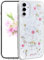 Riccase for Samsung Galaxy A05S Clear Case with Real Dried Flower, Shockproof Transparent Soft TPU Protective Bumper Slim Glitter Cute Floral for Samsung Galaxy A05S Phone Case, Pink Flower