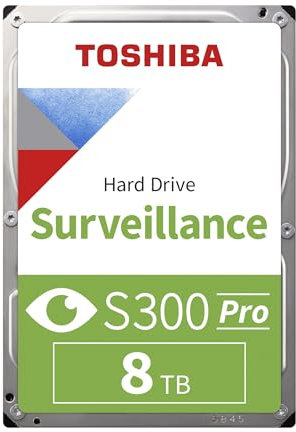Toshiba S300 Pro 8TB Internal Surveillance Hard Drive, 3.5’’ SATA HDD, Supports up to 64 HD cameras at a 300TB/Year workload (MD10ADA800V)
