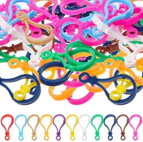 Sewroro 100 Piezas Hebilla De Bombilla Mosquetón Pequeño Broches De Langosta Pinzas De Langosta Mosquetones Manos Llavero Con Cierre De Langosta Clip De Llavero Cordón Colorful El Plastico
