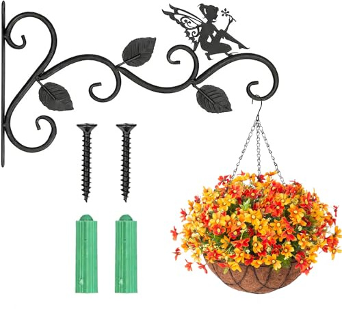 Yuecoom ﻿Lot de 1 supports de panier à suspendre pour extérieur，Suspensions murales plante，Crochets décoratifs en fer forgé，pour Plantes suspendues，Mangeoires à oiseaux，Lanternes ﻿ ﻿ ﻿ ﻿