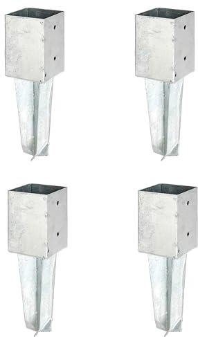 Alberts Set di 4 manicotti da terra | per pali quadrati in legno, zincati a caldo | 91 x 91 mm