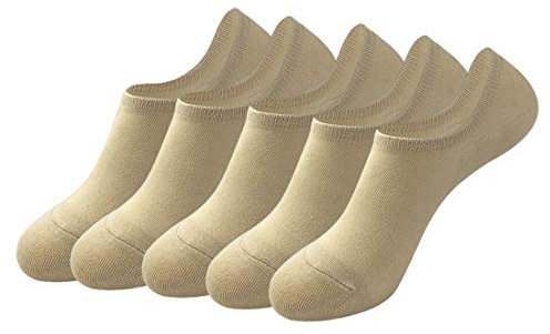 LA DEARCHUU Mens Cotton No Show Socks, Low Cut Invisible Ankle Socks with Non Slip Grip Mens Casual Sneaker Liner Socks for Loafer, UK Shoe Size 8-10