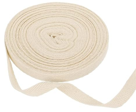 HattusaShield Cotton Twill Tape Ribbon, 10mm x 10 Meters Herringbone Webbing Roll Bias Binding Tape for DIY Gift Wrapping Craft Home Decoration Sewing (Beige)