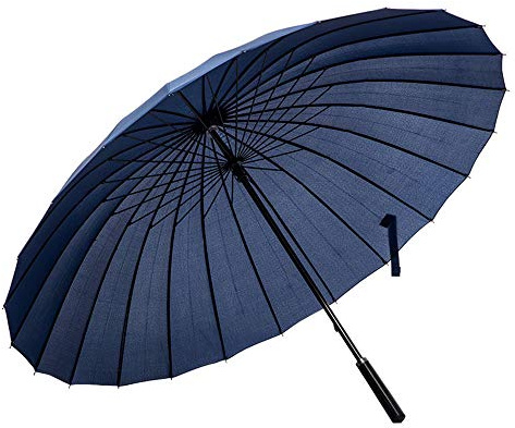 Lancoon 24 Ribs Large Umbrella Fashion Long Handle Straight Anti-UV Sun/Rain Stick Umbrella KS07Blue