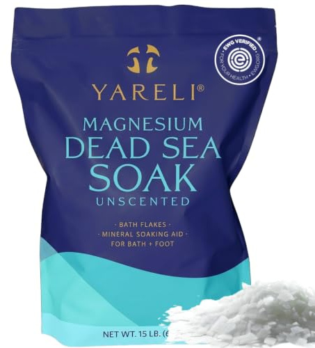 HARRIS Bain de sel de la mer Morte Yareli et bain de pieds, flocons de bain de magnésium, alternative plus forte au sel d'Epsom 15lbs