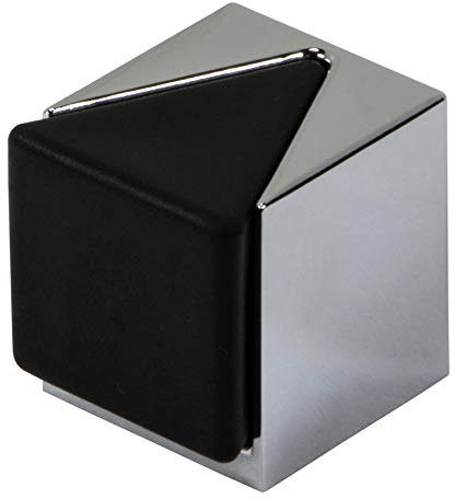 Butée de porte au sol Gedotec, chromée, butée de porte carrée - KIRA | Tampons en caoutchouc pour montage au sol | Butée de pare-chocs en métal à visser ou à coller | 1 pièce