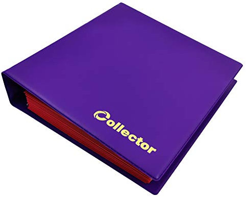 COLLECTOR Münz-Sammelalbum für 300 Münzen in verschiedenen Größen - Pastellviolett, 21 x 23 x 5.5 cm, 14 Seiten mit Münzfächern, 14 rote Trennblätter + Index