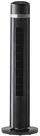 Black+Decker BXEFT50E - Turmventilator 102cm, 45W, 4 Geschwindigkeiten, schwingend, Soft-Touch-Steuerung, 15-Stunden-Timer, Fernbedienung, 3 Modi, leise, Griff, stabiler Standfuß, schwarz