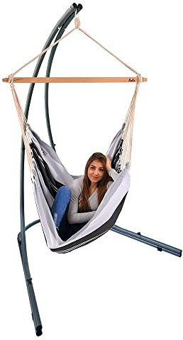 Lola Palma Hängesesselgestell aus Metall mit XL Hängesessel Brasil Sofa Negro Elegance 110 cm wetterfest