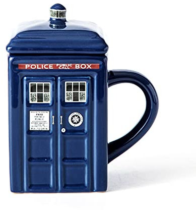 JTBDWOSK Tasse Kaffeebecher Doctor Police Box Keramikbecher Tasse mit Deckelabdeckung für Tee Kaffeebecher Lustiges Kreatives Geschenk Kinder Männer, 500Ml Quadratische Tasse,Blau