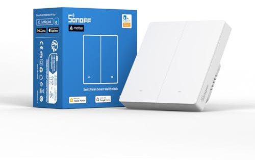 SONOFF Smart WLAN Wandschalter, Intelligent WiFi Lichtschalter,M5 Matter 2 Gang vom Typ 86 mit Timing, Sprachsteuerung, kompatibel mit Matter & Alexa & Google Home (Neutralleiter erforderlich)