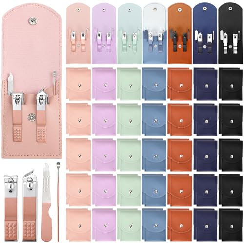 Leriton 70 Set Manicure Set Bulk Professional Nail Care Kit Nail Clippers Kit Stainless Steel Pedicure Set with Travel Case Multicolor Portable Grooming Kits Gifts for Men Women (4 in 1,2.7x3.75'')