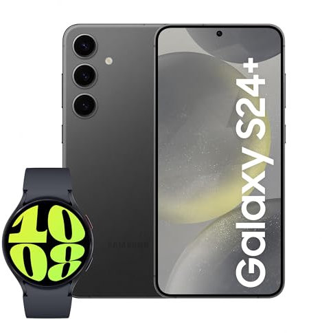 Samsung Galaxy S24+, AI Android Smartphone, 12GB RAM, 256GB Storage, 50MP Camera, Large display, Onyx Black, 3 Year Manufacturer Extended Warranty with Watch6 Smart Watch, BT, 44mm (UK Version)