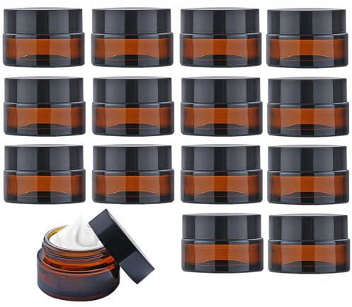 15 stycken salvburkar, 20 ml bärnstensglas, tomburk, krämbehållare, liten burk med lock, reseprovbehållare, krämburkar för fyllning av kosmetika, lotioner, krämer