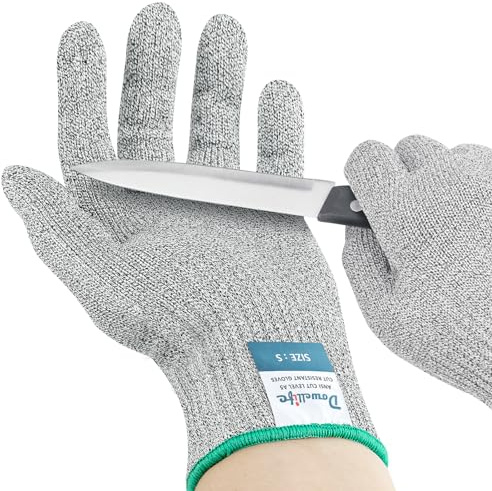 Dowellife Cut Resistant Gloves A9 Maximum Protection - Food Grade Kitchen & Chef Gloves for Food Prep, Knife Cutting, Mandoline Slicing, Butcher, Oyster Shucking, Fish Handling (Medium)