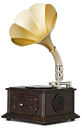 ROLTIN Mini Vintage Retro clásico gramófono fonógrafo Forma estéreo Altavoz Sistema de Sonido Caja de música
