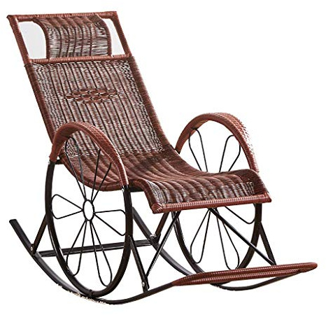 KOOFUR Sunlounger Rattan Outdoor Rocking Chair Sun Loungers Recliner Reclining Sunbed Sling Chair Garden Chair, Brown Max.150kg,Sunlounger The New