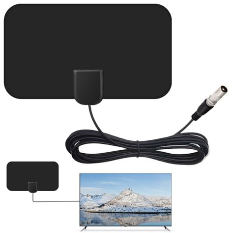 TV Aerial Indoor,1 PCS TV Aerial Booster,TV Digital Aerial,Portable Aerial for TV,50 Miles Digital 4K Hd Signal Stable Image Freeview for Local Channels Suitable indoor TV aerial With 14 FT Long Cable