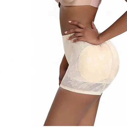 OFFSUM Mujer Bragas con Relleno - Levantador De Glúteos Sin Costuras Lencería Acolchada con Esponja Extraíble Cintura Baja Sexy Push Up Culo Falso Fajas Transpirables De Gran Tamaño Beige XS