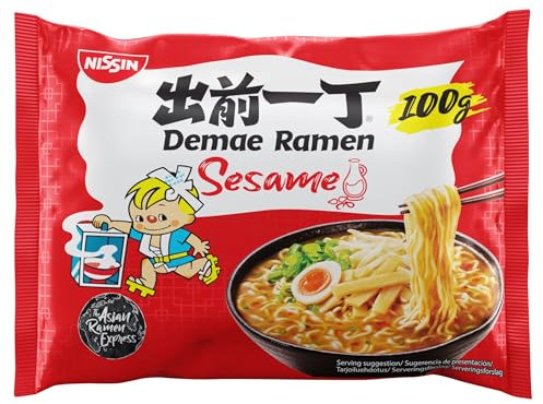 NISSIN Ramen Sesame Flavoured Instant Noodles, 100g (Pack of 10)