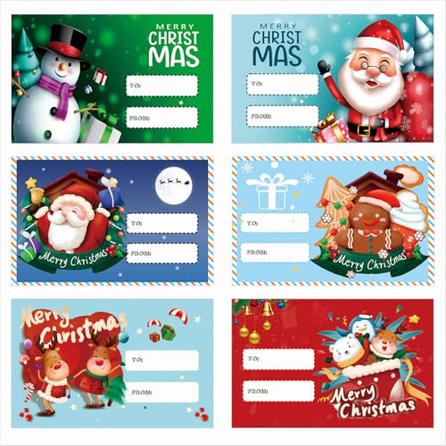 90 Christmas Tag Stickers, 75 x 48 mm - Self-Adhesive Merry Christmas Stickers for Decoration, Suitable for Gift Wrapping, Signing, and Sealing envelopes