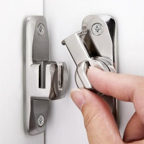 Litensh 90/180 Grad Klapptürriegel Riegelschloss, Scheunentürtorriegel Schiebetürschloss Türriegel Türschloss Rostfreie Schiebetürverriegelung für Schränke Badezimmer Silber