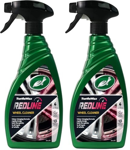 Turtle Wax Redline Limpiador de Llantas, cambio de color, fórmula libre de ácidos, limpieza de llantas, neumáticos y frenos, elimina suciedad, polvo de frenos y partículas de hierro, pH neitral 500ml
