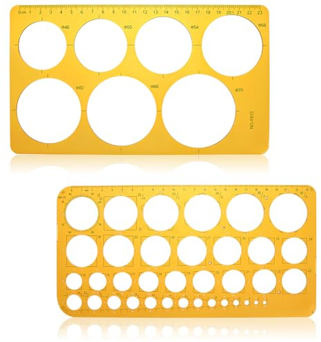 2 Stück Kreisschablone Kreis Schablone Vorlage Kreisschablon Zeichenschablonen Technisches Zeichnen Lochschablone Kreis Schablone Mit 36 Kreisen Und 7 Kreisen Für Zeichnen Bau Digitale Messschablonen