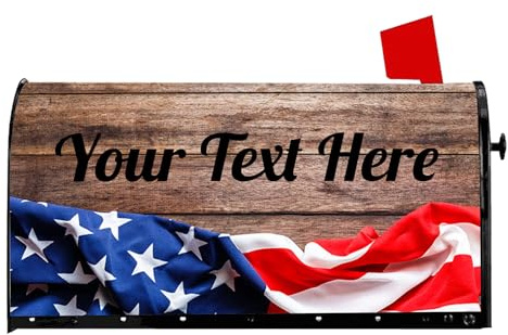 American Flag Personalize Custom Mailbox Cover, Customized Mailbox Wraps Address Numbers, Personalized Mail Box Magnet Decor Post Letter Box Covers Standard Size for Outside Garden Yard