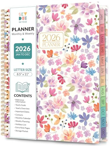 Planner 2026, 8.5 x 11 Monthly & Weekly Planner with Tabs, JAN - DEC 2026, Goal Setting & Time Management Organizer for Professionals & Students