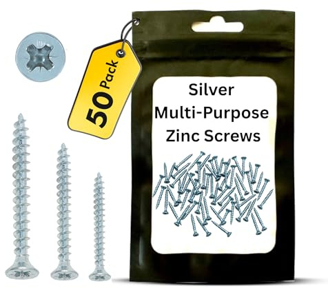 Zinc Plated Pozi Countersunk Wood Screws – 4 x 40mm – Multi-Purpose Self Tapping Screws for Hardwood, Softwood, MDF, Chipboard, Plastic & Thin Sheet Metal – 50 Pack