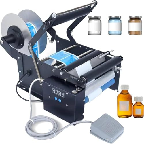 Manuell Etiketteringsmaskin För Runda Flaskor Med Handtag,Flask Etikettapplikator,Flaskor Med Höjd Under 200 Mm,Etikettapplikator 20-40 St/Min,För Burkar,Glas Och Plastbehållare