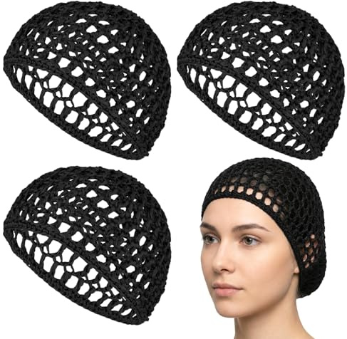 4 Pcs Silk Press Hair Wrap Hair Nets for Sleeping In Crochet Mesh Wrap Caps | Adjustable Net Mesh Braided Weaving Reusable Bonnets Hair Wrap for Women Bathing Net Cap for Wrapping Hair Wig Protection