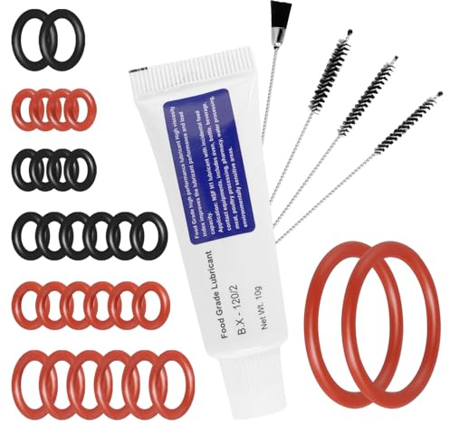 Dichtung O-Ringe für Philips Saeco, 30 Stück Dichtungsringe Brühgruppe mit Reinigungsbürstenset für Supportventil Dampfventil Auslaufventil Kaffeevollautomat Ersatzteile (Komplettset+Silikonfett)