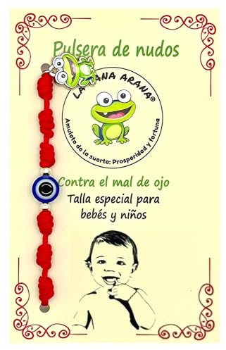 LA RANA ARANA - Rött baby turkiskt öga knutarmband - onda ögat armband - lycka till amulett - röd tråd skydd negativ energi - speciell storlek för barn