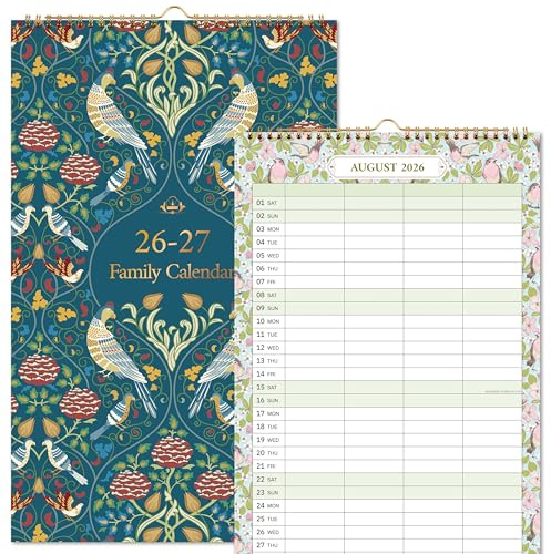 2027 Calendar uk, Family Calendar 2027, Bird | Wall Calendar 2027 from Jul.2026 - Dec.2027, 38 x 23.5 cm, 4 Column Layout