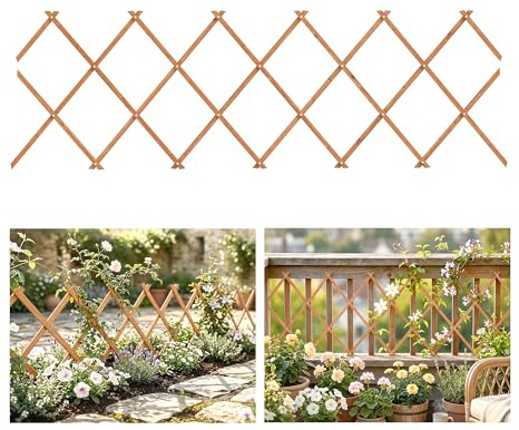Outsunny Enrejado de Jardín de Madera Extensible 180x60 cm Marrón Claro