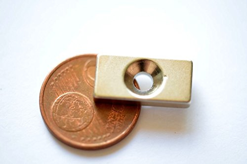 Förpackning med 5 20 mm x 10 mm, hål 4 mm, neodymmagnet, blockmagnet, magnet med hål, starka magneter, kylskåpsmagneter, geocaching