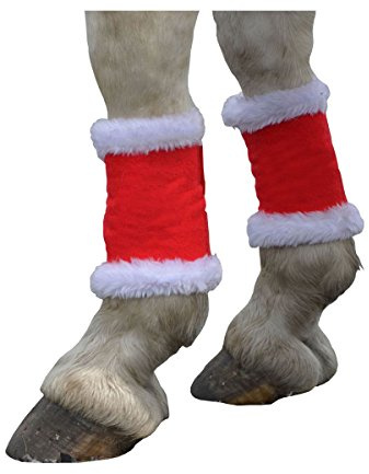Hy Christmas Santa Horse Leg Wraps (set of 4) - Red/White - Cob/Horse