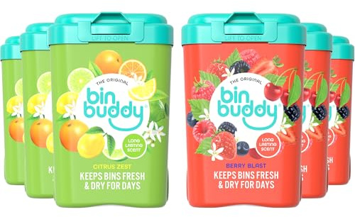 Bin Buddy Bin Freshener Deodoriser Powder (Fresh Citrus & Berry) Pack of 6
